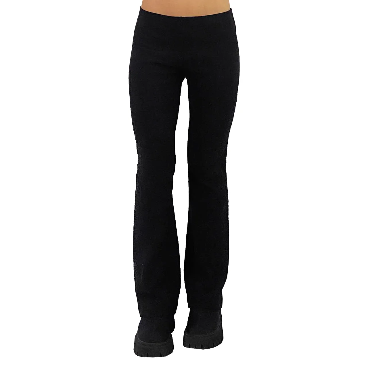 Black Embellished Mid-Rise Stretch Pants (XS)