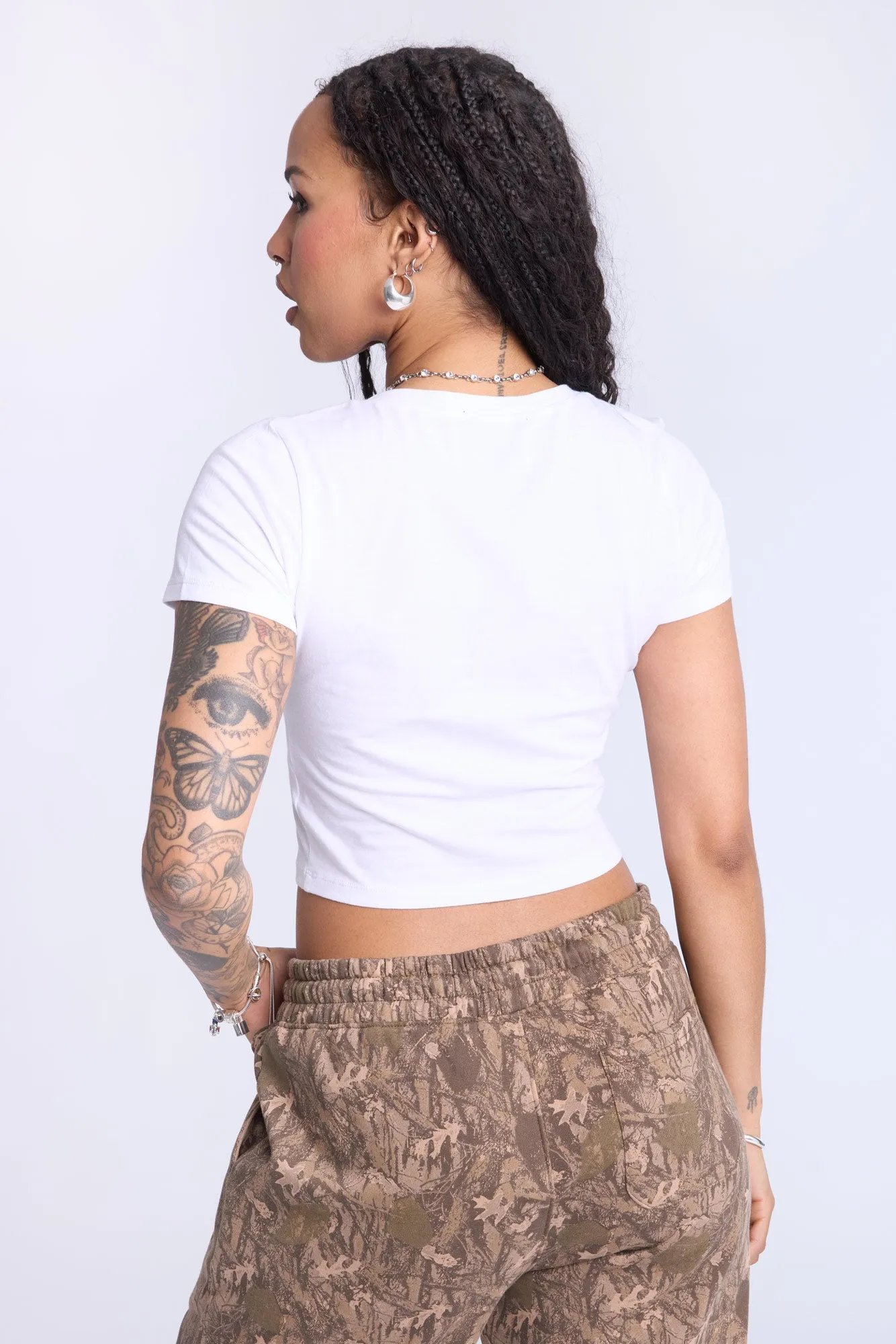 Cropped V-Neck Tee