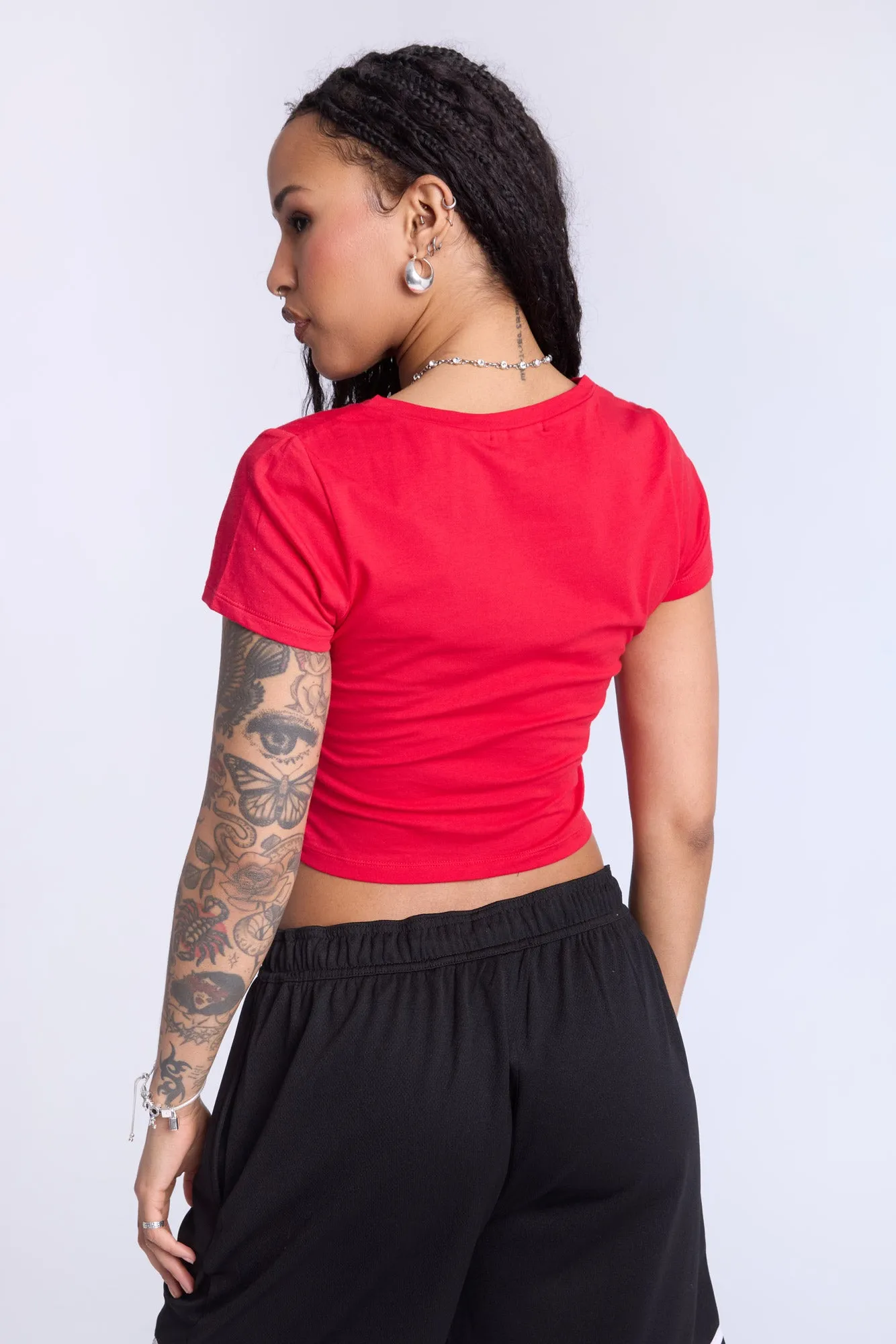 Cropped V-Neck Tee