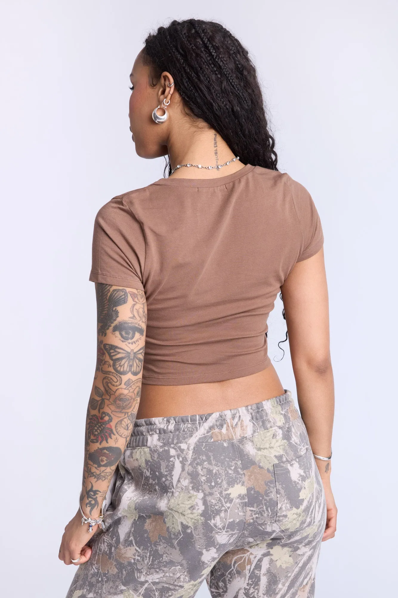 Cropped V-Neck Tee