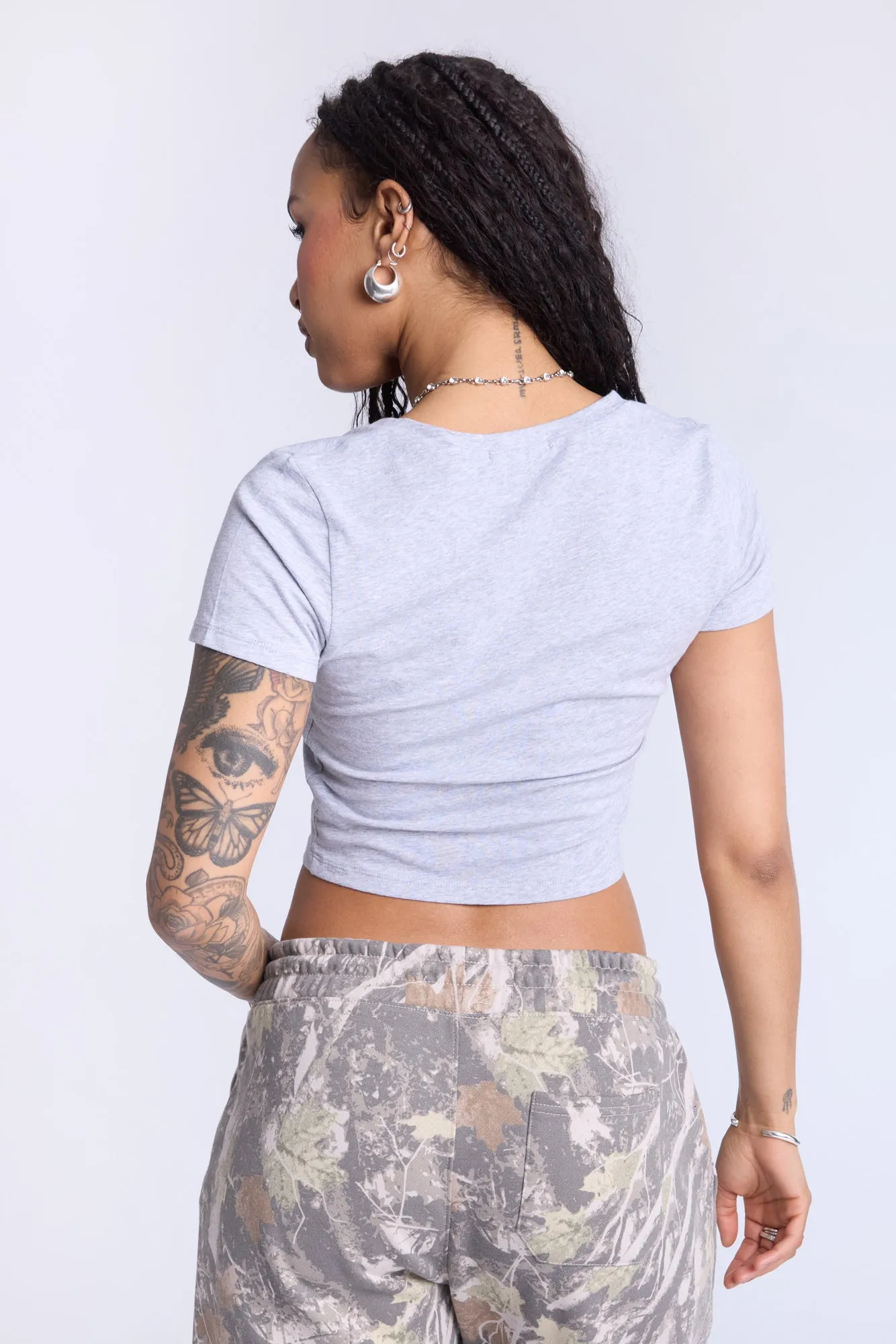 Cropped V-Neck Tee
