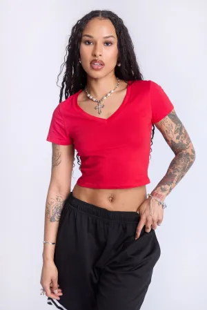 Cropped V-Neck Tee