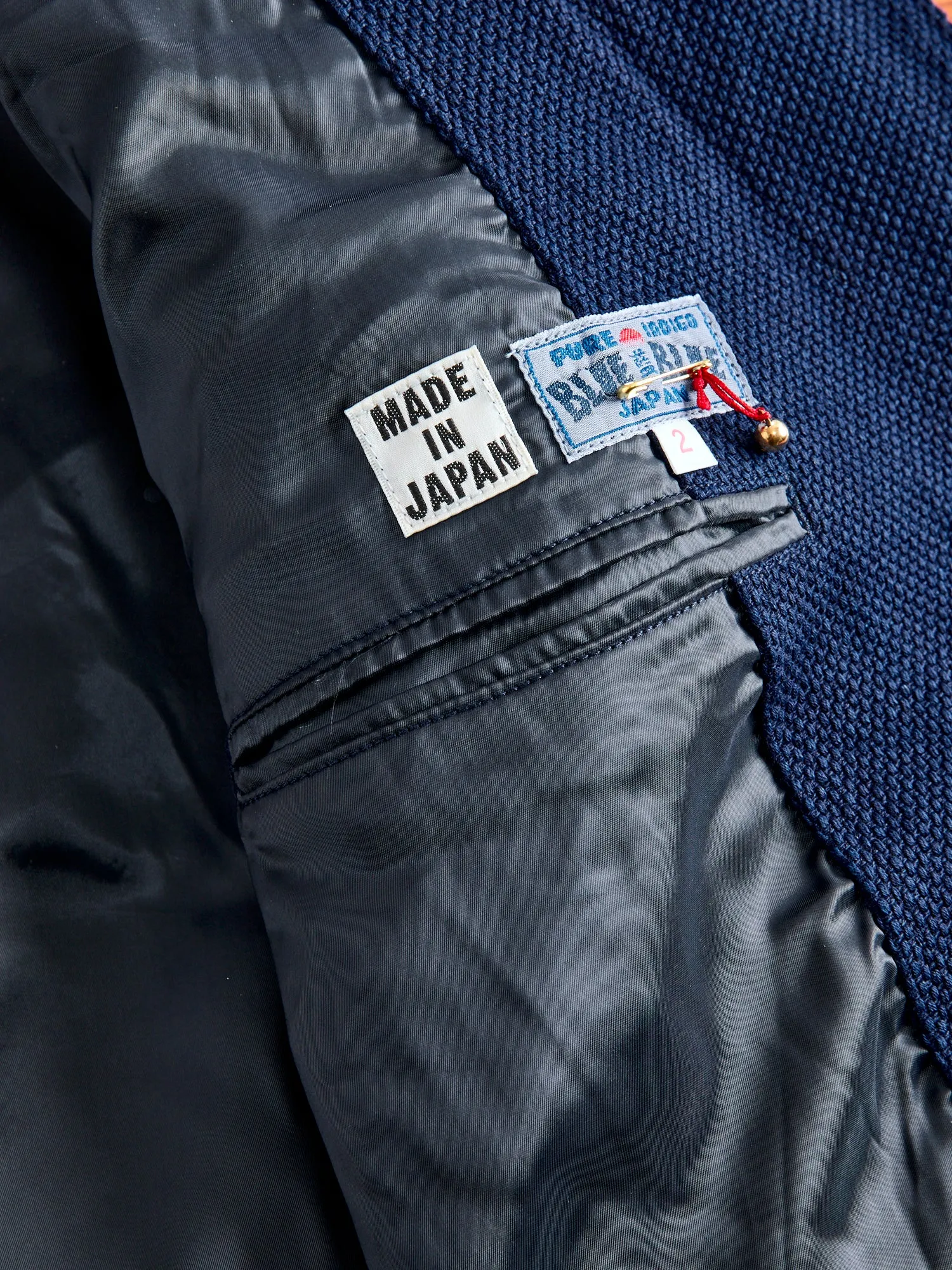 Double Cloth Sashiko Tailored Jacket in Hand Dyed Indigo