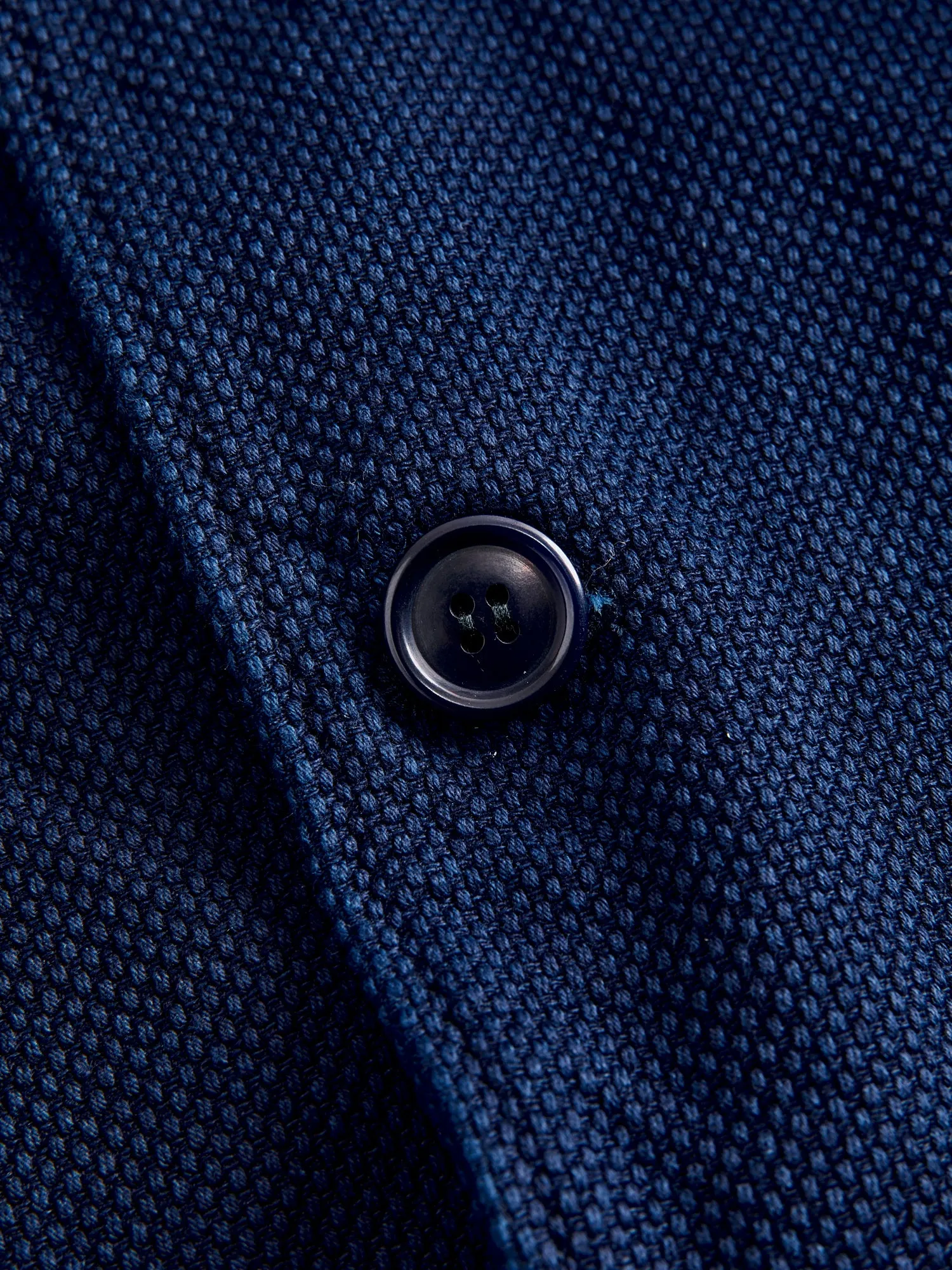 Double Cloth Sashiko Tailored Jacket in Hand Dyed Indigo