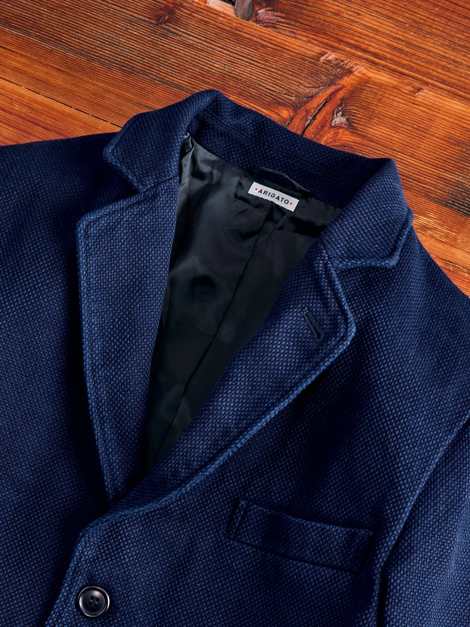 Double Cloth Sashiko Tailored Jacket in Hand Dyed Indigo