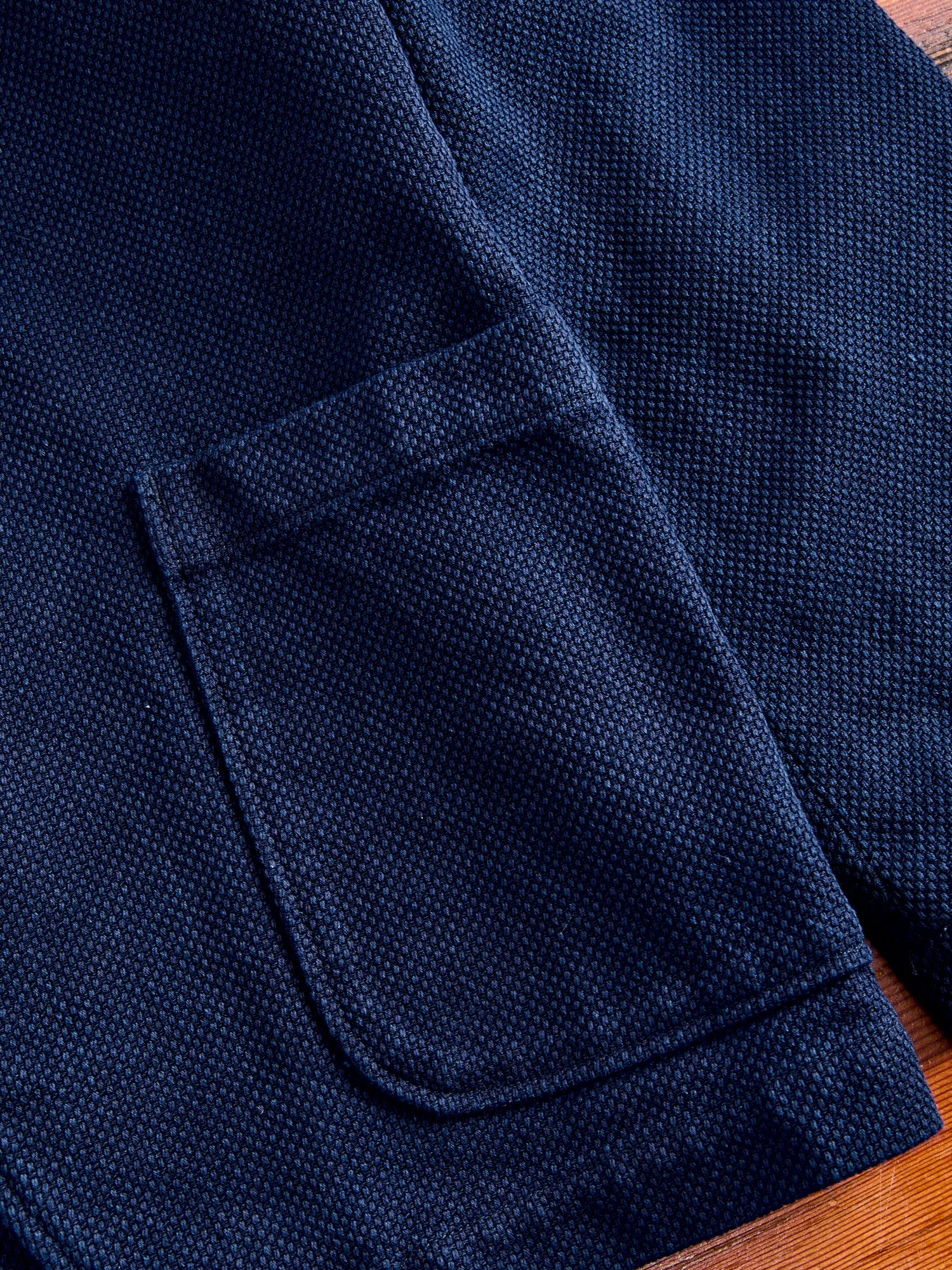 Double Cloth Sashiko Tailored Jacket in Hand Dyed Indigo