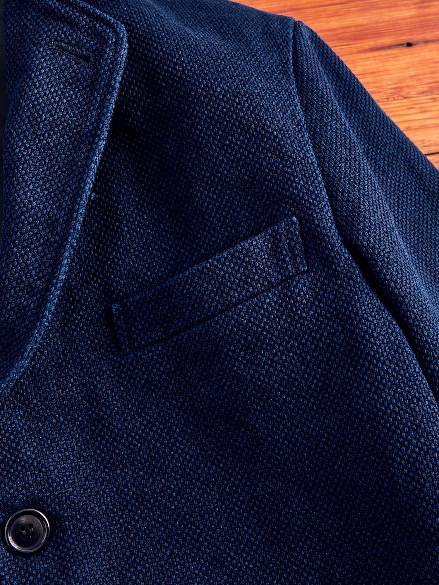 Double Cloth Sashiko Tailored Jacket in Hand Dyed Indigo