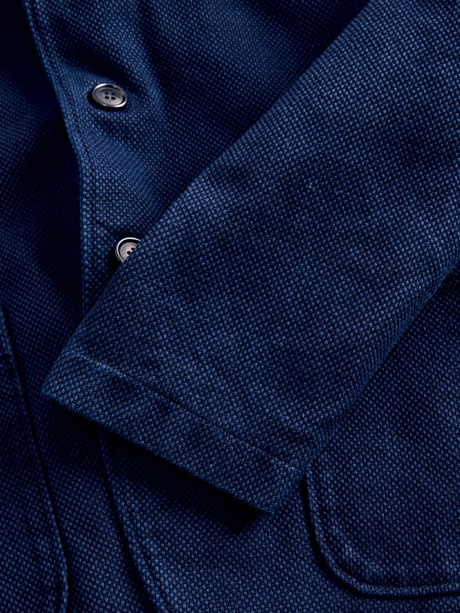 Double Cloth Sashiko Tailored Jacket in Hand Dyed Indigo