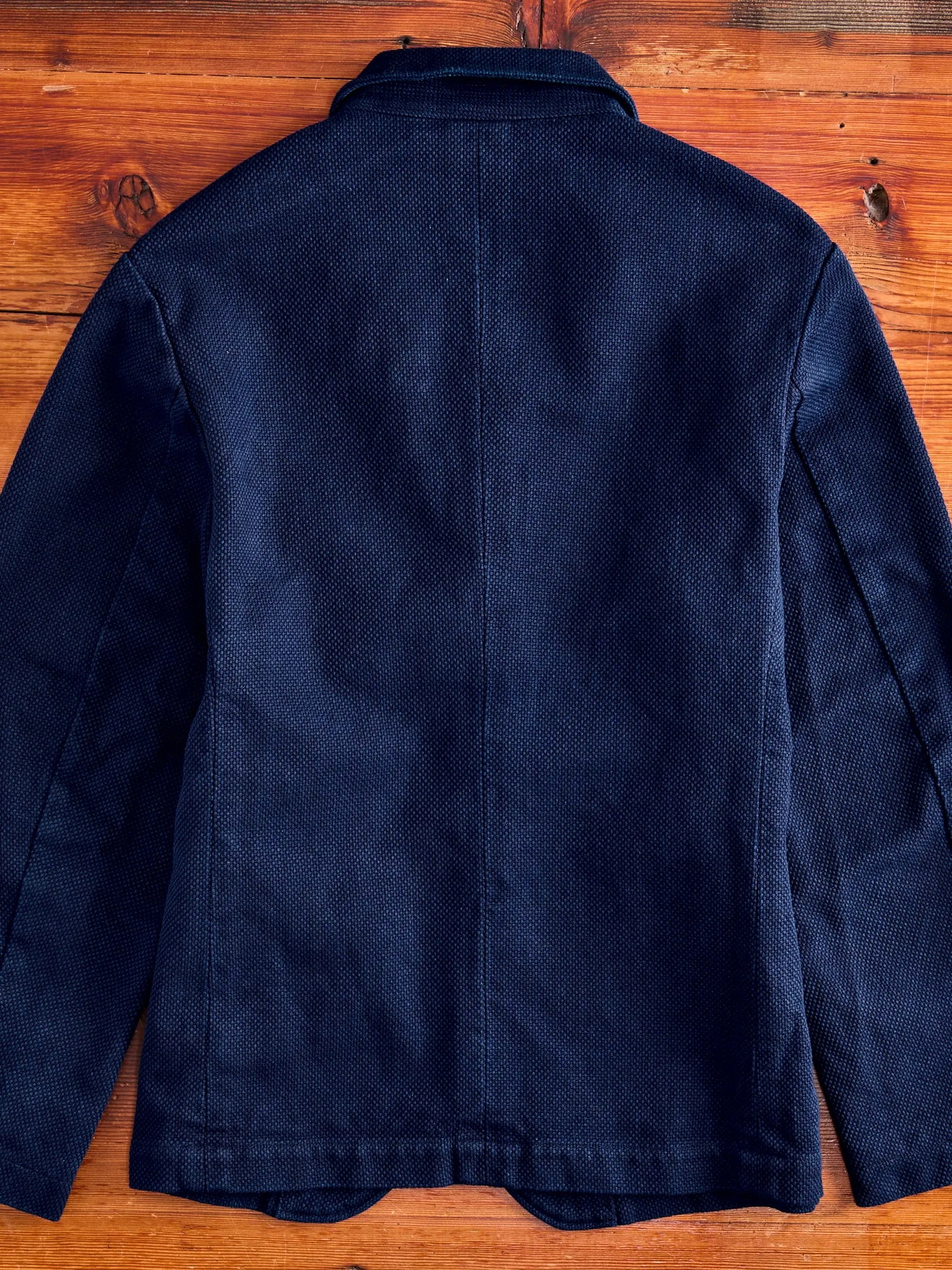 Double Cloth Sashiko Tailored Jacket in Hand Dyed Indigo