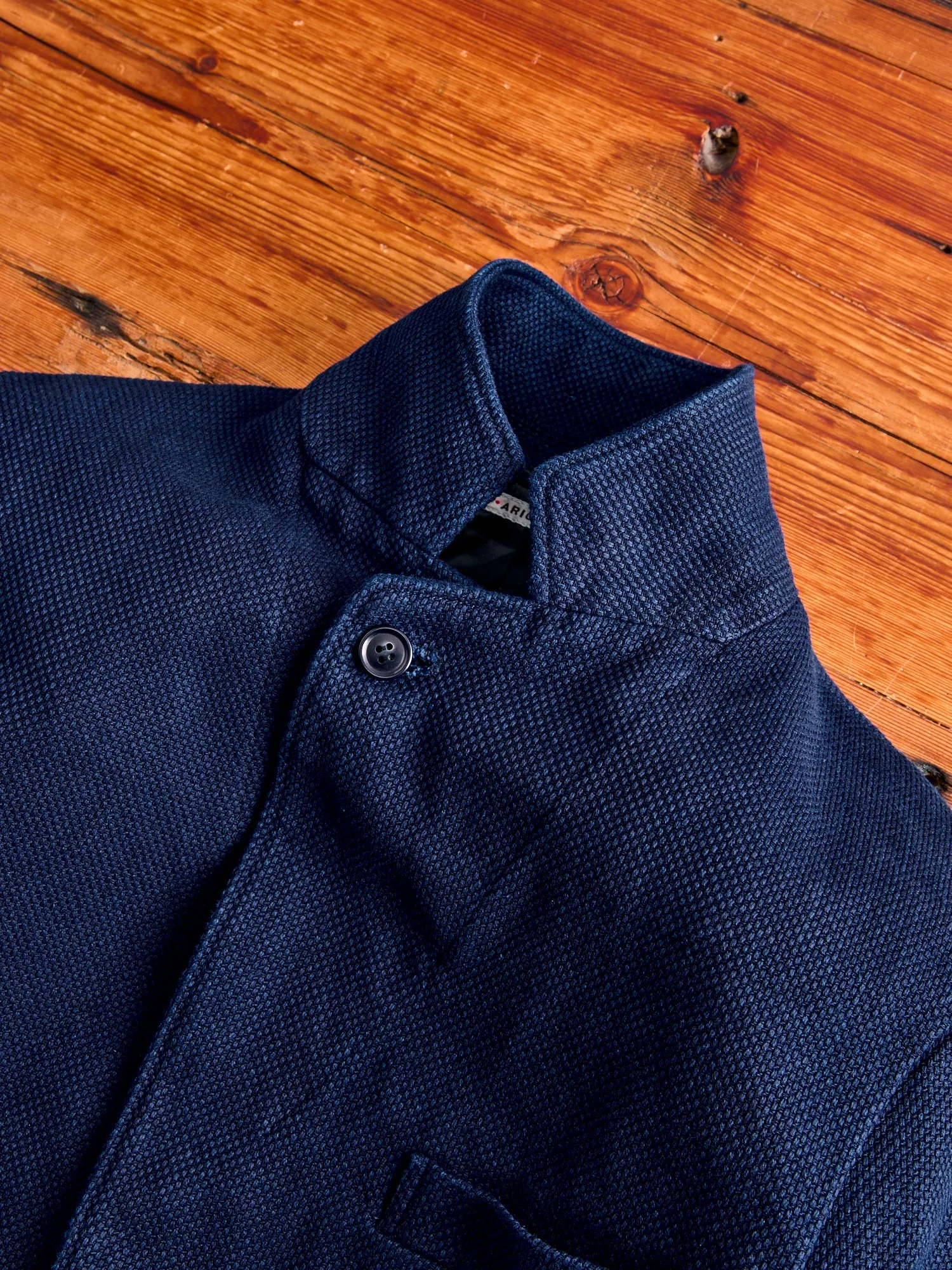 Double Cloth Sashiko Tailored Jacket in Hand Dyed Indigo