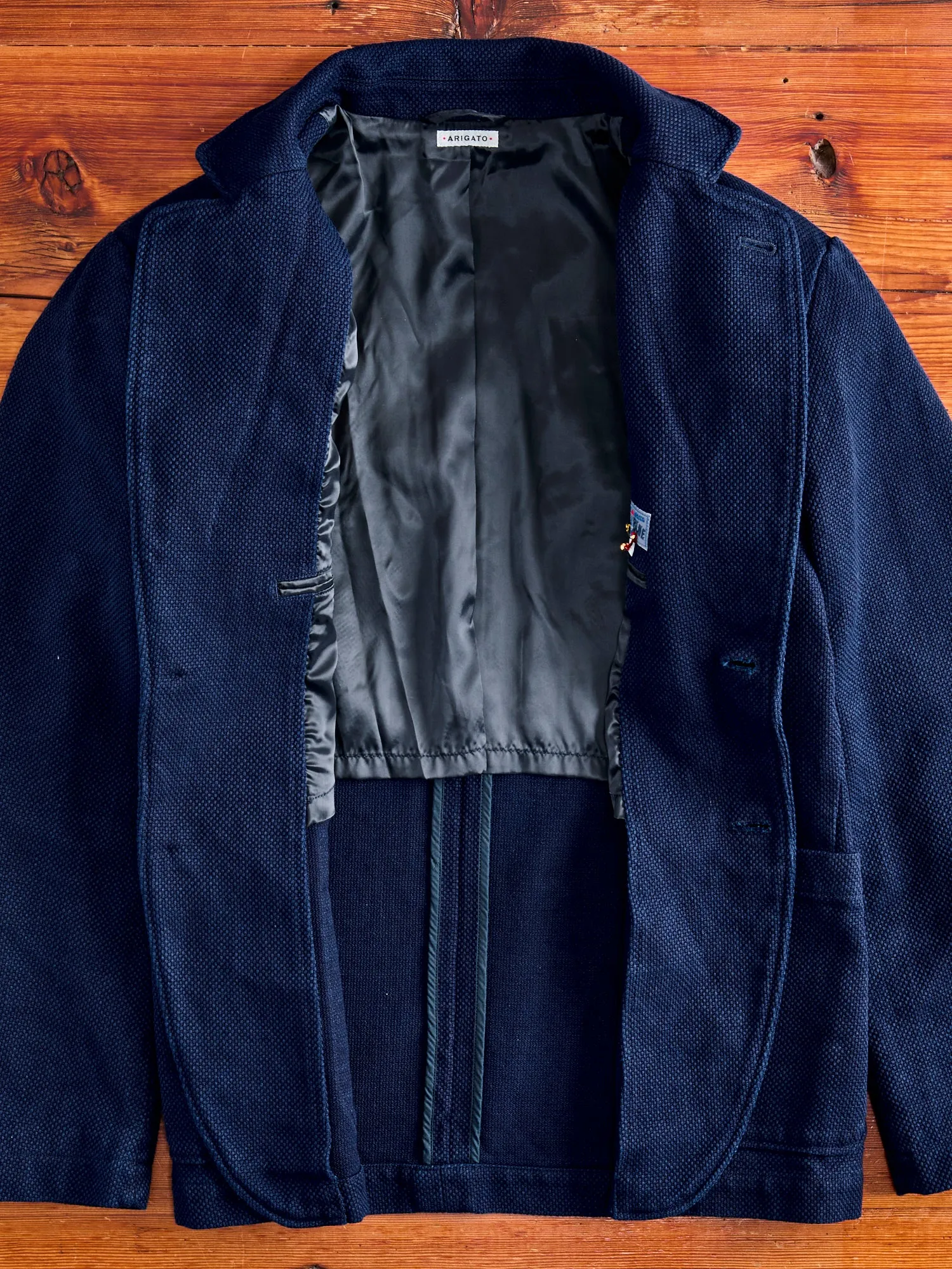 Double Cloth Sashiko Tailored Jacket in Hand Dyed Indigo