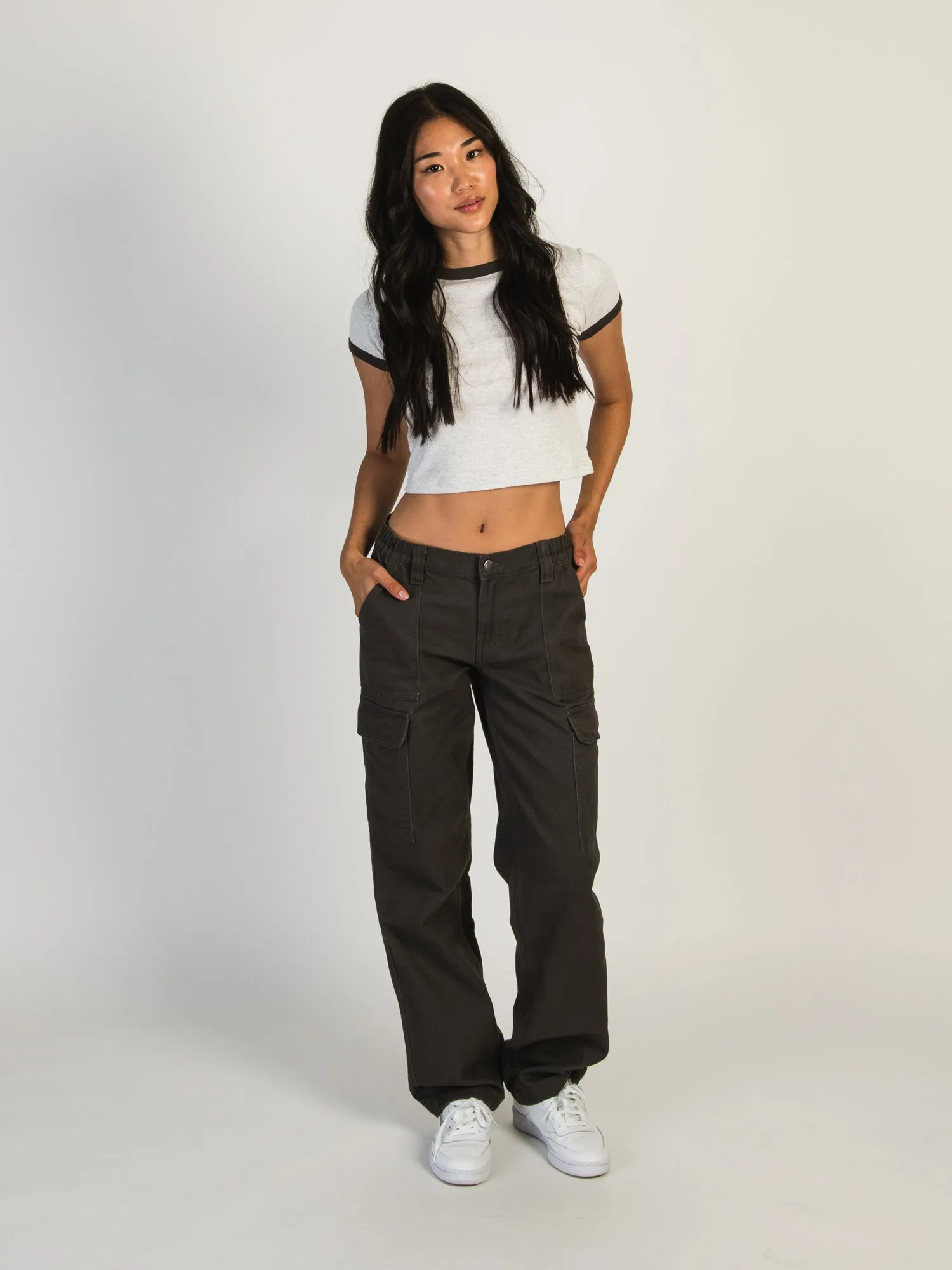 HARLOW LOW RISE CARGO PANT - CHARCOAL