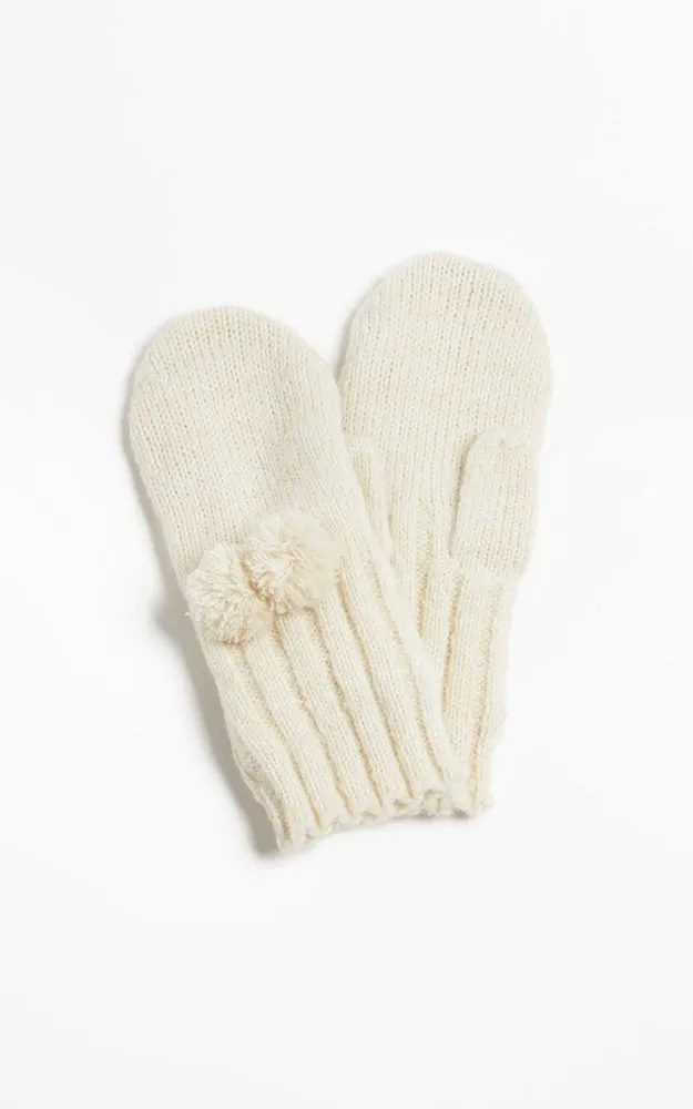 HG114 Colorful Two Tone Pompom Mittens (6 Pairs Pack)