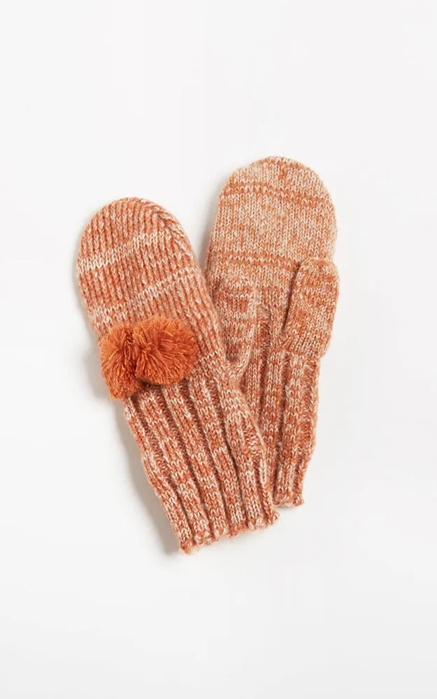 HG114 Colorful Two Tone Pompom Mittens (6 Pairs Pack)