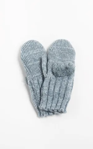 HG114 Colorful Two Tone Pompom Mittens (6 Pairs Pack)