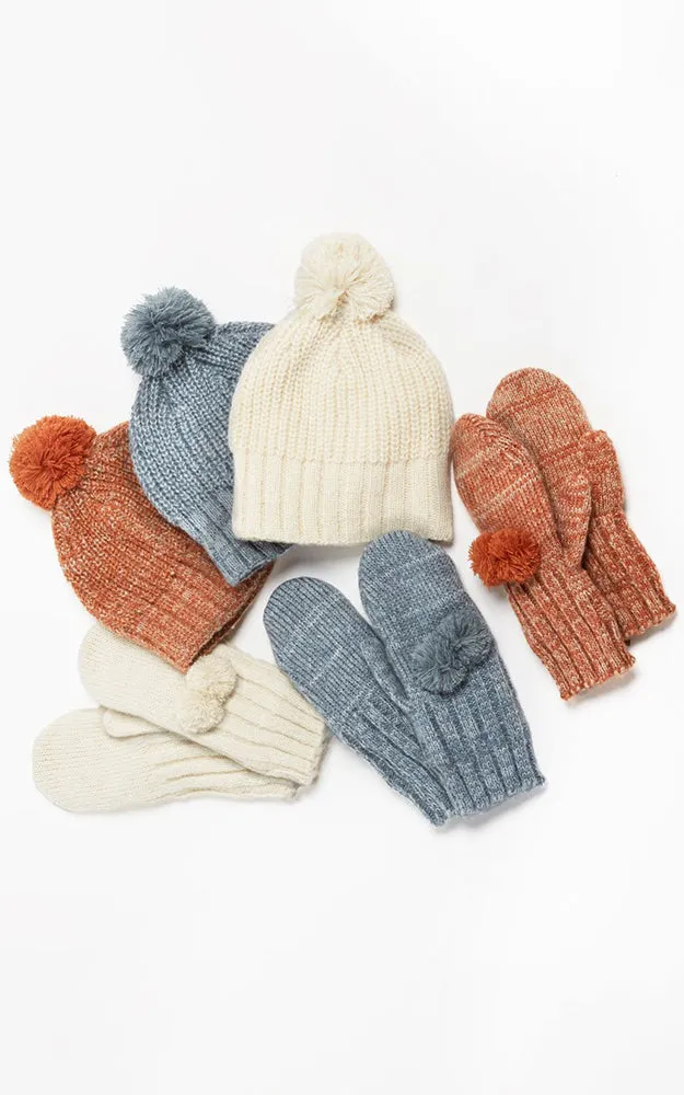 HG114 Colorful Two Tone Pompom Mittens (6 Pairs Pack)