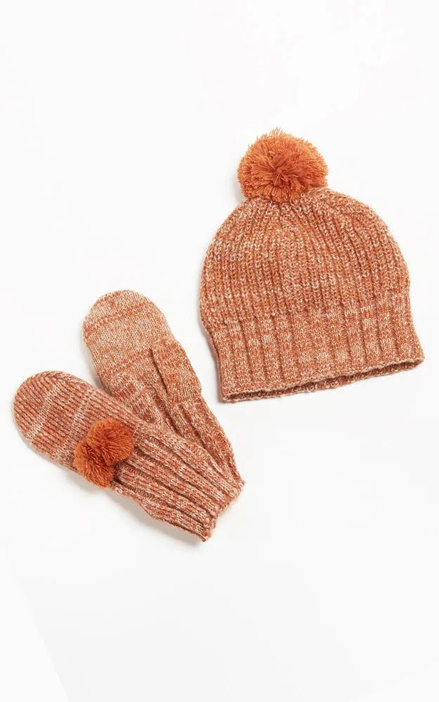 HG114 Colorful Two Tone Pompom Mittens (6 Pairs Pack)