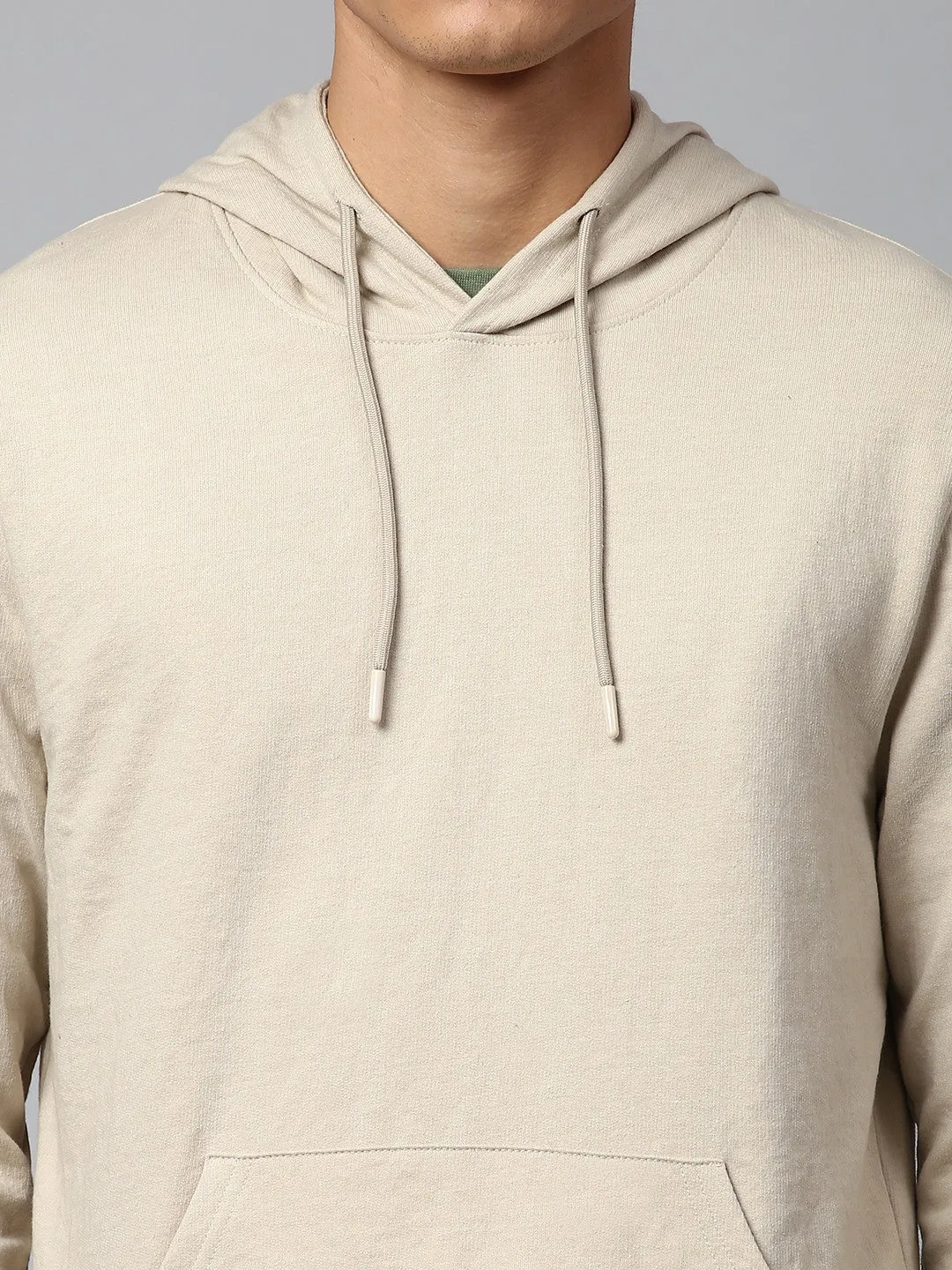 Mens Long-Sleeve Hoodie - Lightweight Casual Winterwear  (Stone Beige)