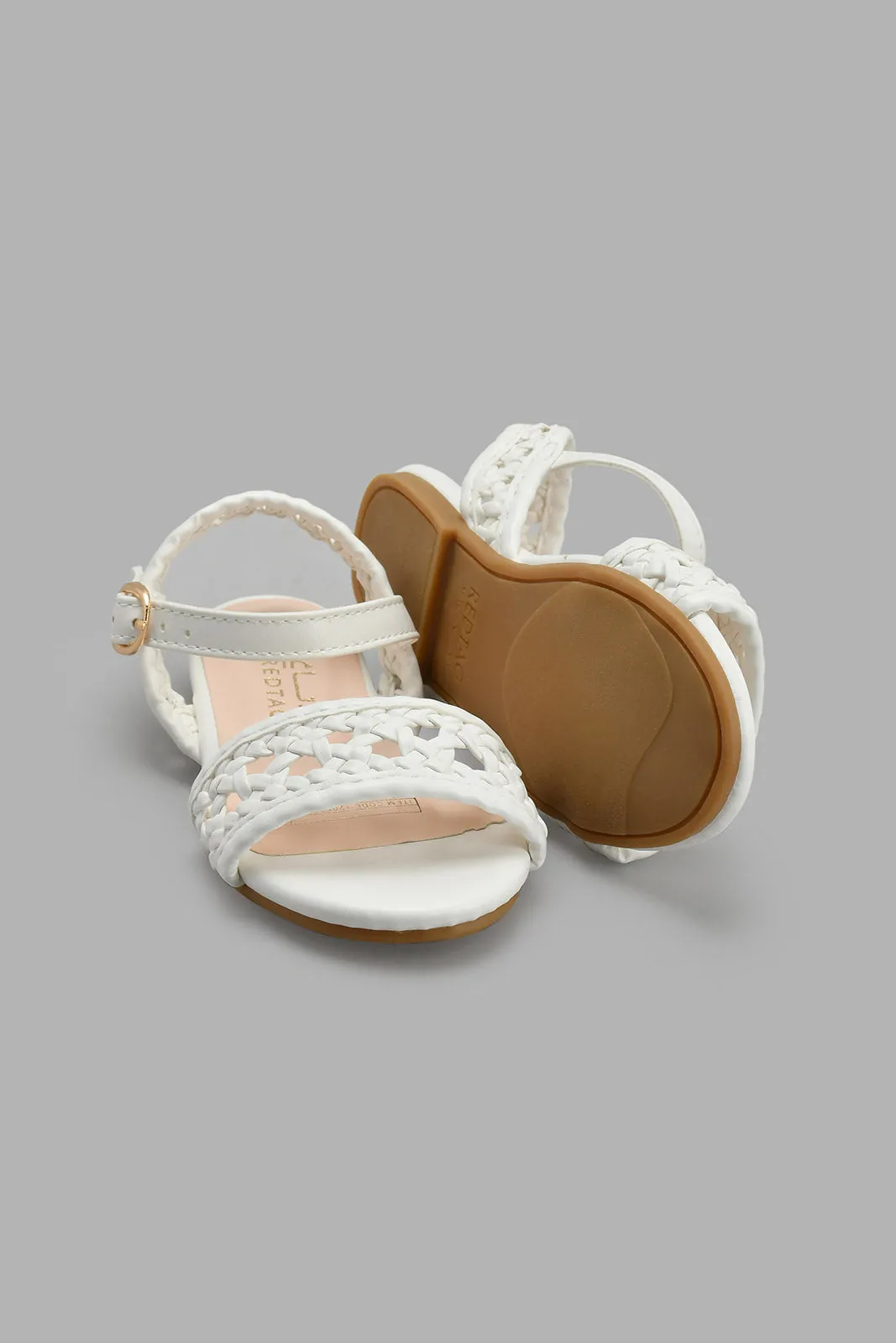 White Braided Velcro Sandal
