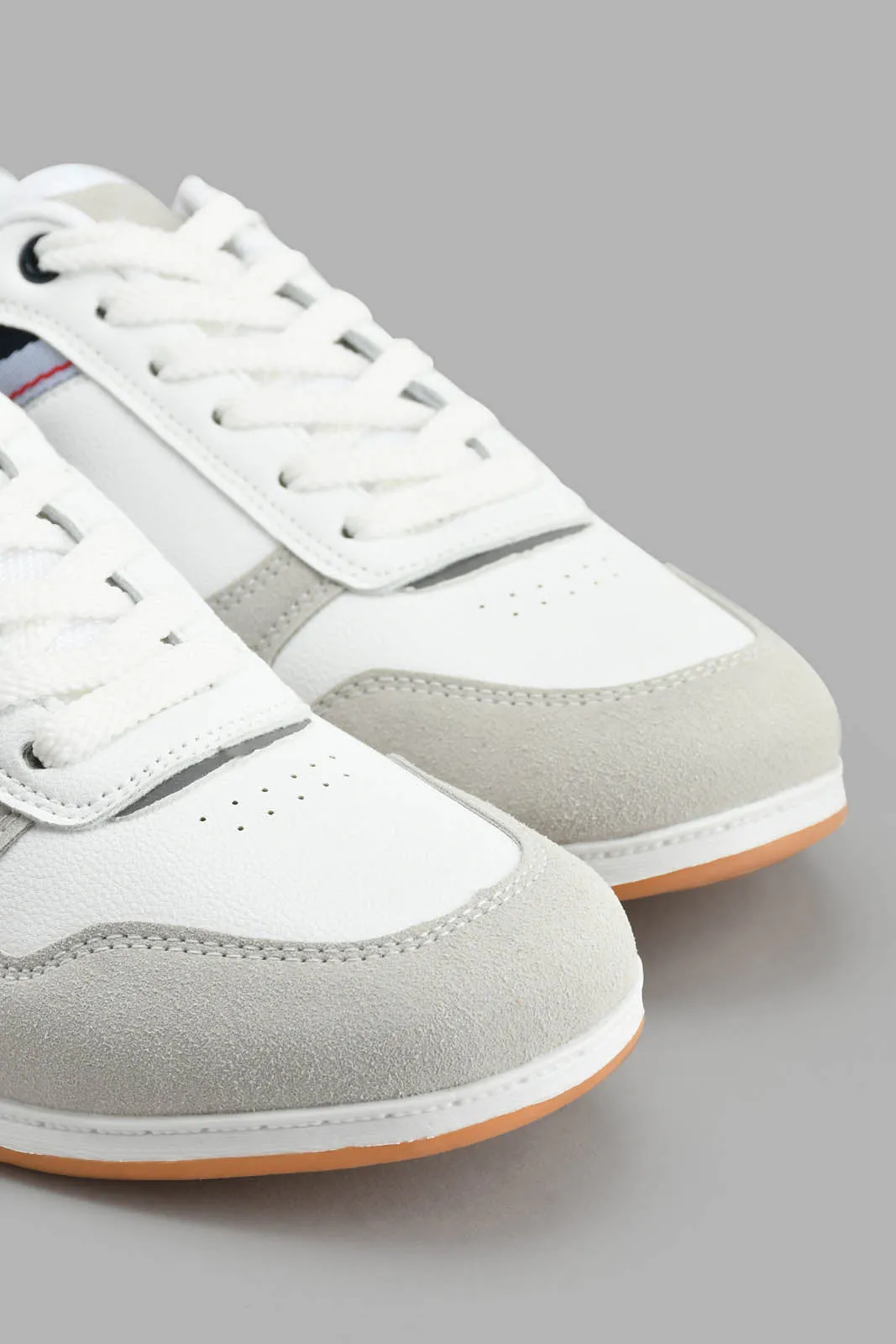 White Sneaker With Fabric Block